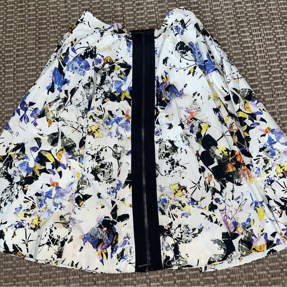 Elizabeth and James White and Blue Pleated Midi Skirt